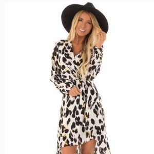 DAVI & DANI Leopard Print Long Sleeve Dress Size Large